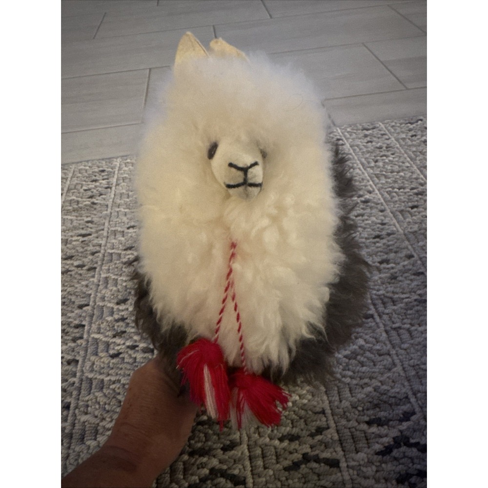 Alpaca Llama Handmade Stuffed Plush - Real SOFT Fur White Fluffy Luxury Peru